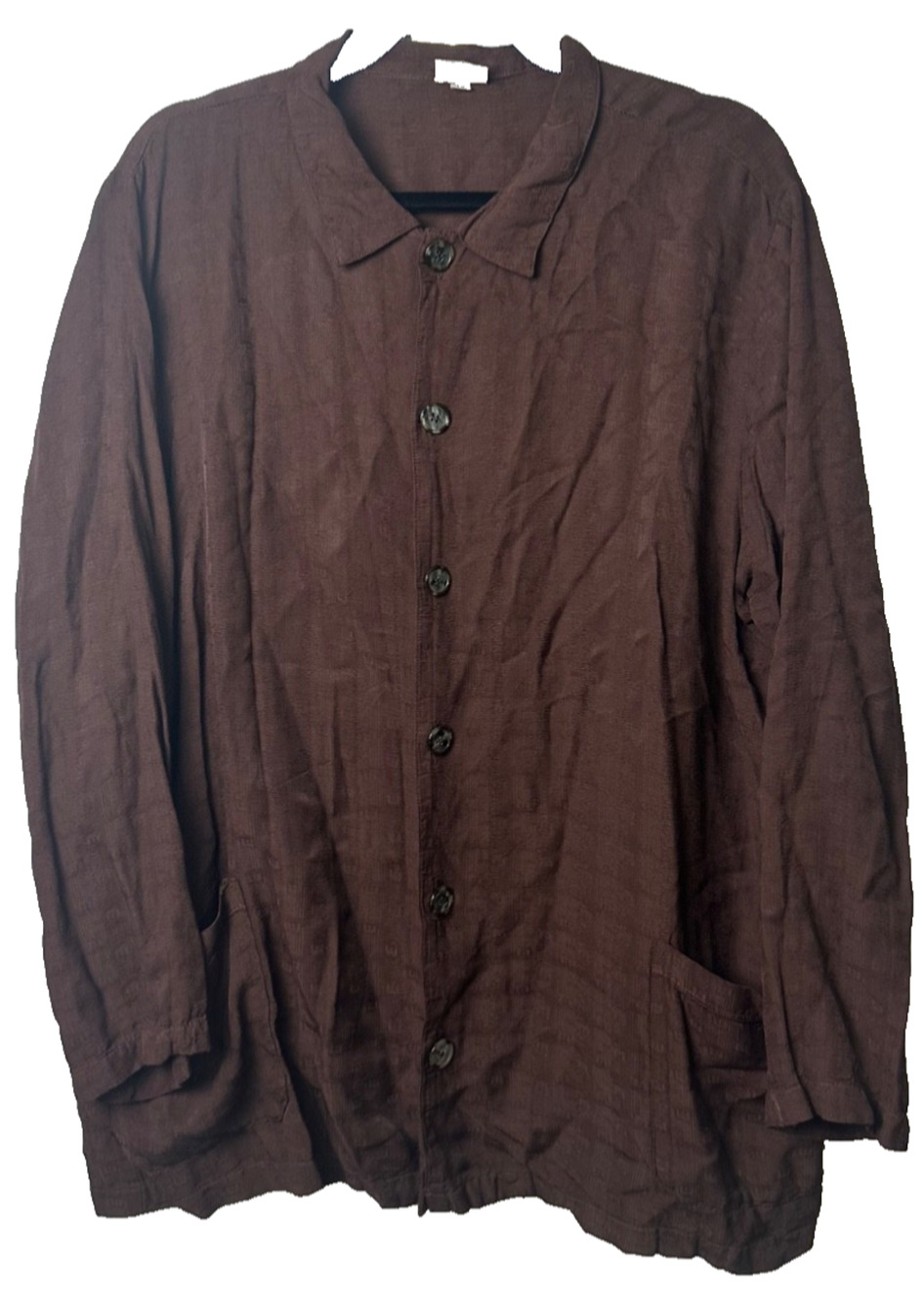 CP Shades Shirt Women's M Cocoa Brown Rayon Button Lagenlook LS Hippie A29